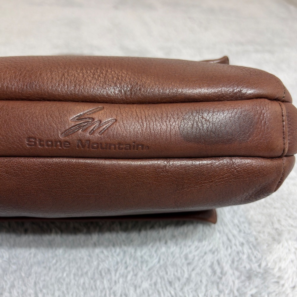 Stone Mountain Crossbody Bag Women's Brown Leather Double Flap With Zip Vintage - Picture 3 of 10
